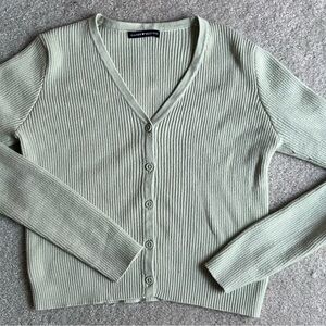 Brandy Melville Ribbed Cardigan - Light Green